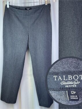 Talbots Womens Classic Side Zip Dress Pants Gray Size 12 Petite Soft Stretch EUC